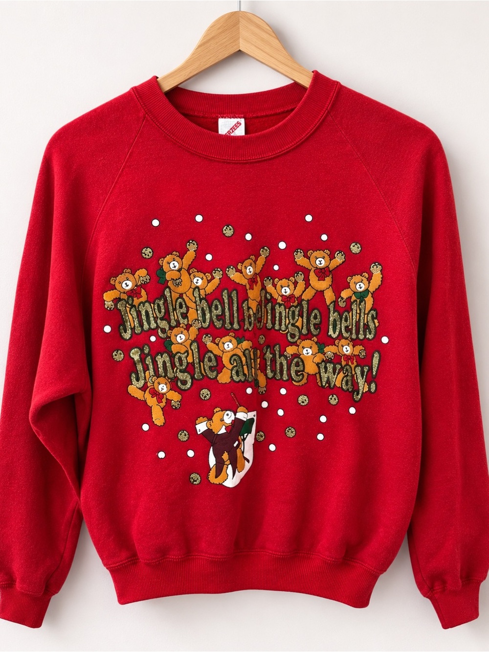 Vintage Jerzees Sweatshirt Red Christmas Themed Holiday Ugly Sweater XL Party